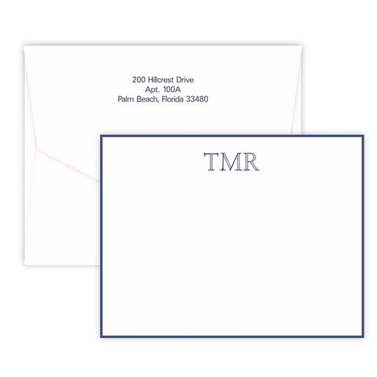 Triple Thick Carolina Flat Note Cards - Raised Ink